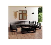 Vidaxl Salon De Jardin 11 Pcs Bois De Pin Massif Noir