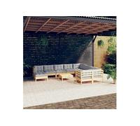 11-delige Loungeset met grijze kussens grenenhout3097036