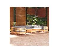 11-delige Loungeset met grijze kussens massief grenenhout3096916