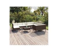 11-delige Loungeset met kussens poly rattan bruin3094503