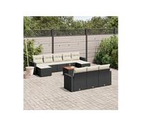Vidaxl Salon De Jardin 11 Pcs Avec Coussins Noir Résine Tressée