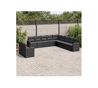 Vidaxl Salon De Jardin 11 Pcs Avec Coussins Noir Résine Tressée