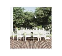 Vidaxl Ensemble À Dîner De Jardin 11 Pcs Blanc Bois Massif De Pin