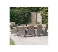 Vidaxl Ensemble De Salle À Manger De Jardin 11 Pcs Avec Coussins Gris