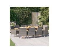 Vidaxl Ensemble De Salle À Manger De Jardin 11 Pcs Avec Coussins Gris