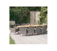 11-delige Tuinset met kussens grijs3103605