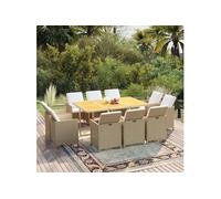 11-delige Tuinset met kussens poly rattan beige3095555