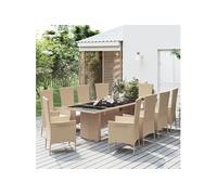11-delige Tuinset met kussens poly rattan beige3157566