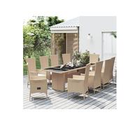 11-delige Tuinset met kussens poly rattan beige3157574