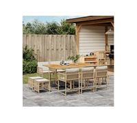 11-delige Tuinset met kussens poly rattan beige3211516