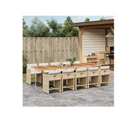 Vidaxl Ensemble À Manger De Jardin Et Coussins 11 Pcs Beige Poly Rotin