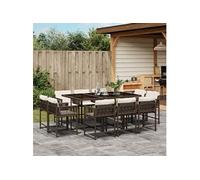 Vidaxl Ensemble À Manger De Jardin Et Coussins 11 Pcs Marron Rotin