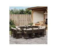 11-delige Tuinset met kussens poly rattan bruin3211749