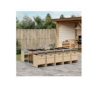 Vidaxl Ensemble À Manger De Jardin Et Coussins 11 Pcs Mélange Beige