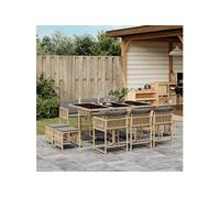 Vidaxl Ensemble À Manger De Jardin Et Coussins 11 Pcs Mélange Beige