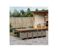 Ensemble à Manger de Jardin avec Coussins 11 pcs, Table et Chaises à Dossier Rabattable, Meubles d'Extérieur Patio Terrasse, Gris Résine Tressée