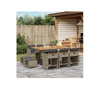 Ensemble à Manger de Jardin Coussins Patio 17 pcs Noir Résine Tressée vidaXL