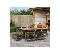 vidaXL 11-delige Tuinset met kussens poly rattan grijs3211514 G