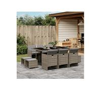 11-delige Tuinset met kussens poly rattan grijs3277735