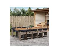 vidaXL Ensemble de jardin 11 pièces en poly rotin avec coussins gris
