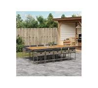 Vidaxl Ensemble À Manger De Jardin 11pcs Avec Coussins Gris Poly Rotin