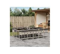 Vidaxl Ensemble À Manger De Jardin 11pcs Avec Coussins Gris Poly Rotin