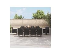 11-delige Tuinset met kussens poly rattan zwart3187331
