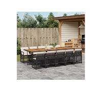 Vidaxl Ensemble À Manger De Jardin 11 Pcs Coussins Noir Résine Tressée