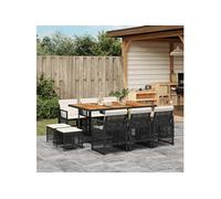 Vidaxl Ensemble À Manger De Jardin 11 Pcs Coussins Noir Résine Tressée