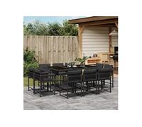 Vidaxl Ensemble À Manger De Jardin 11 Pcs Coussins Noir Résine Tressée