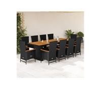 Vidaxl Ensemble À Manger De Jardin 11 Pcs Coussins Noir Résine Tressée