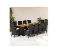 vidaXL 11-delige Tuinset met kussens poly rattan zwart3277530 Noir G
