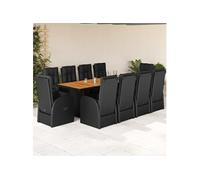 Vidaxl Ensemble À Manger De Jardin 11 Pcs Coussins Noir Résine Tressée