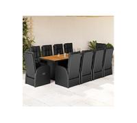 11-delige Tuinset met kussens poly rattan zwart3277636