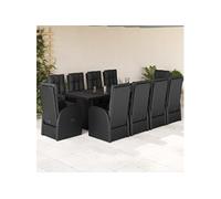 Vidaxl Ensemble À Manger De Jardin 11 Pcs Coussins Noir Résine Tressée