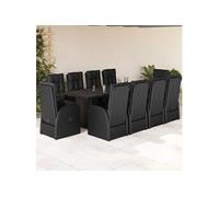 Vidaxl Ensemble À Manger De Jardin 11 Pcs Coussins Noir Résine Tressée