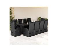 Vidaxl Ensemble À Manger De Jardin 11 Pcs Coussins Noir Résine Tressée