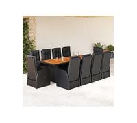 Vidaxl Ensemble À Manger De Jardin 11 Pcs Coussins Noir Résine Tressée