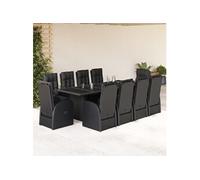 11-delige Tuinset met kussens poly rattan zwart3277655