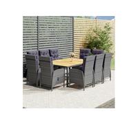 Vidaxl Mobilier À Dîner De Jardin 11 Pcs Résine Tressée Gris