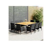 Vidaxl Mobilier À Dîner De Jardin 11 Pcs Résine Tressée Gris