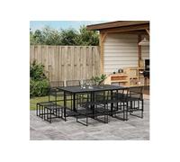 Vidaxl Ensemble À Manger De Jardin 11 Pcs Noir Résine Tressée