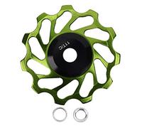 11 dents VTT céramique roue dérailleur arrière Guide poulie rouleau vélo en alliage d'aluminium roulement (Vert)
