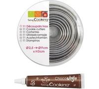 Plat / moule Scrapcooking 11 emporte-pièces ronds en inox + 1 Stylo chocolat -