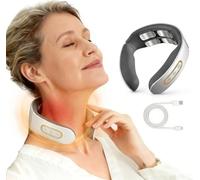 11 en 1 Masseur Cervical de Relaxation 4D, Masseur Cervical Chauffant 42°C avec 6 Modes 9 Niveaux, Impulsions à 4 Têtes, Design Ergonomique Ajustable, Recharge USB-C, Maison & Bureau