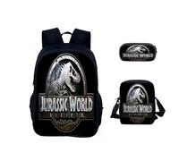 (11) Ensemble de 3 sacs d'école Jurassic World Classic : sac à dos, trousse et sac à bandoulière en