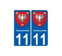 11 Fontcouverte blason autocollant plaque stickers ville - Angles : arrondis