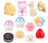 11 Jouets Sensoriques Anti-Stress Taba Squishy, Jouets Anti-Stress Forme Patte Chat, Ensemble Jouets Sensoriques Forme d'animaux,Accessoires Sensoriques Souples à Presser pour Lutter Contre l'Anxiété
