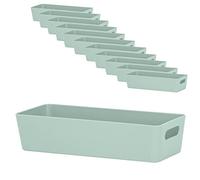 #11 Lot de 12 boîtes de rangement - 6 cm de haut - Vert - 25 x 10 x 6 cm - 1 l - Panier de rangement - Organiseur de tiroir