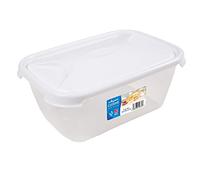 #11 Lot de 2 boîtes de conservation de 3,6 l avec couvercle - Boîte de rangement avec couvercle - Convient à un usage alimentaire - Transparent avec couvercle blanc - Rectangulaire